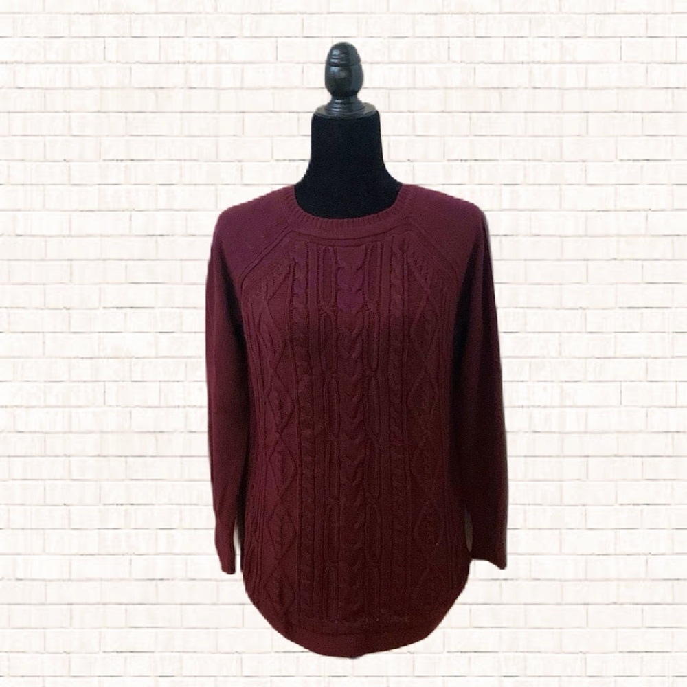 Wine red burgundy cable knit sweater by RD Style size XS EUC OBO fall winter
